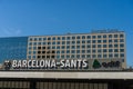 Barcelona, Spain - July 31, 2019: Barcelona Sants train station on a sunny day