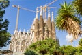 Barcelona, Spain - July 2018: Towers of Sagrada Familia cathedral Royalty Free Stock Photo