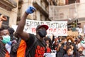 Barcelona, spain - 7 june 2020: Black lives matter crowd march demanding end of police brutality and racism against african-