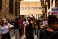 Barcelona, spain - 7 june 2020: Black lives matter crowd march demanding end of police brutality and racism against african-