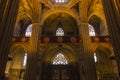 Barcelona, Spain, June 22, 2019: Interior of the Cathedral of Saint Eulalia in Barcelona - a fragment of the decorative vault