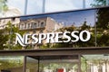 Nespresso logo on coffee house store.