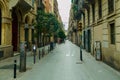 Barcelona, Spain - June 24, 2013: Old streets of the Gothic Quarter of Barcelona, Catalonia. It is centre of old city of Barcelona Royalty Free Stock Photo