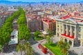 Panorama on Barcelona from Columbus monument. Military Governmen Royalty Free Stock Photo