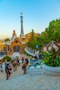 BARCELONA, SPAIN, JUNE 28, 2019: People are strolling through Pa