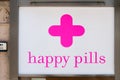 BARCELONA, SPAIN - JUNE 2, 2013: Signboard of candy store Happy Pills in Barcelona