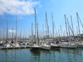 11.07.2016, Barcelona, Spain: Luxury sail yachts in sea port Royalty Free Stock Photo