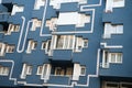 Apartment building facade closeup. Modern architecture and structure. Residential real estate. Barcelona. Travelling and Royalty Free Stock Photo