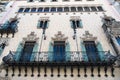 Barcelona, Spain - March 30, 2016: balcony on Casa Amatller building facade. Modernist architecture and style. Structure