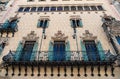 Barcelona, Spain - March 30, 2016: balcony on Casa Amatller building facade. Modernist architecture and style. Structure