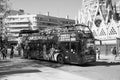 Barcelona, Spain - March 30, 2016: Barcelona city tour bus on street. Sightseeing and travelling. Transport for trip Royalty Free Stock Photo