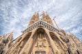 Barcelona, Spain -March 14, 2019: Details of the Sagrada Familia famous church in Barcelona, Spain