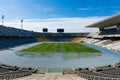 BARCELONA, SPAIN - March 18, 2018: The empty Estadi Olimpic Lluis Companys (Barcelona Olympic Stadium) in Barcelona, Spain.