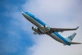 KLM Boeing 737 taking off at Barcelona airport Royalty Free Stock Photo