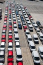 Barcelona, Spain - March 30, 2016: new cars in rows on parking. Auto export and import of car. Vehicles shipment. Car