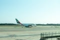 Barcelona, Spain - March 17, 2019: Passenger airplane Emirates at the airport