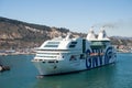 Barcelona, Spain - March 30, 2016: passenger ship GNV Rhapsody Genova in harbor. Cruise destination and trip on