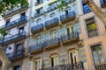 BARCELONA, SPAIN - MAY 16, 2017: Details of the one of the typical old buildings in modern style in the historical center of