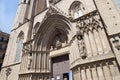 BARCELONA, SPAIN - MAY 15, 2017: Entrance to the churh Santa Maria del Mar. Is a temple in the Ribera district of Barcelona, built Royalty Free Stock Photo