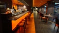 Barcelona, Spain - May 25, 2023: Interior of Japanese restaurant or sushi bar on board cruise ship or flagship of MSC