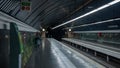 Interior of Barcelona metro station. Barcelona metro is an extensive network of rapid transit elec