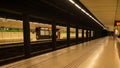Interior of Barcelona metro station. Barcelona metro is an extensive network of rapid transit elec