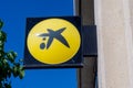 Barcelona, Spain - May 16, 2021. Logo of CaixaBank, a Spanish bank, with headquarters in Valencia and operational headquarters in