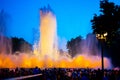 Barcelona, Spain - May 28 2022: Night Photograph Of The Performance Of The Singing Magic Fountain Of Montjuic In Barcelona,