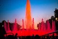 Barcelona, Spain - May 28 2022: Night Photograph Of The Performance Of The Singing Magic Fountain Of Montjuic In Barcelona,