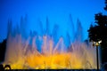 Barcelona, Spain - May 28 2022: Night Photograph Of The Performance Of The Singing Magic Fountain Of Montjuic In Barcelona,