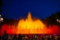 Barcelona, Spain - May 28 2022: Night Photograph Of The Performance Of The Singing Magic Fountain Of Montjuic In Barcelona,