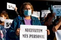 Barcelona, Spain - 20 may 2020: nurses protest during corona virus crisis, for the lack of personnel and pay cuts, wearing face