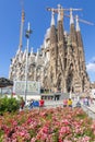 Barcelona, Spain - May 2019: Sagrada Familia Cathedral in spring Royalty Free Stock Photo