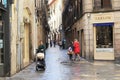 On the street of the Gothic Quarter of Barcelona Royalty Free Stock Photo