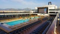 Barcelona, Spain - May 25, 2023: The simming pool area on the cruise ship MSC Grandiosa Royalty Free Stock Photo