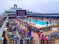 Barcelona, Spain - May 25, 2023: The simming pool area on the cruise ship MSC Grandiosa Royalty Free Stock Photo