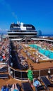 Barcelona, Spain - May 25, 2023: The simming pool area on the cruise ship MSC Grandiosa Royalty Free Stock Photo