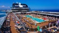 Barcelona, Spain - May 25, 2023: The simming pool area on the cruise ship MSC Grandiosa Royalty Free Stock Photo