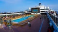 Barcelona, Spain - May 25, 2023: The simming pool area on the cruise ship MSC Grandiosa Royalty Free Stock Photo