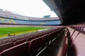 BARCELONA, SPAIN - MAY 23, 2021: View at field of football Nou Camp stadium Royalty Free Stock Photo