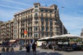 BARCELONA, SPAIN - MAY 16, 2017: View of the Hotel Ginebra on the Rambla de Catalunya st. in the historical center of Barcelona in Royalty Free Stock Photo