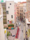 Barcelona, Spain - May 2019. View from a rooftop of an Old street of the Gothic Quarter of Barcelona, Catalonia. It is centre of Royalty Free Stock Photo