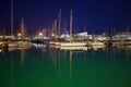 BARCELONA, SPAIN - MAY 16, 2017: View of the sailboats on the pier in center of Barcelona in evening time Royalty Free Stock Photo