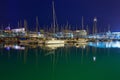 BARCELONA, SPAIN - MAY 16, 2017: View of the sailboats on the pier in center of Barcelona in evening time Royalty Free Stock Photo