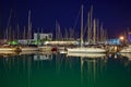 BARCELONA, SPAIN - MAY 16, 2017: View of the sailboats on the pier in center of Barcelona in evening time Royalty Free Stock Photo