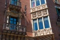 BARCELONA, SPAIN - MAY 16, 2017: Windows and balconies of The Casa de les Punxes or Casa Terradas. Is a building designed by the Royalty Free Stock Photo