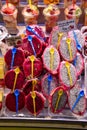 Barcelona, Spain - Pitahaya and other exotic fruits on sale on a market stall in the Mercat de la Boqueria, Royalty Free Stock Photo