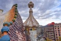 Barcelona, Spain - View of famous rooftop of Casa Batllo designed by Antoni Gaudi, Barcelona, Spain showing scales Royalty Free Stock Photo