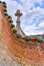 Barcelona, Spain - View of famous rooftop of Casa Batllo designed by Antoni Gaudi, Barcelona, Spain showing scales Royalty Free Stock Photo