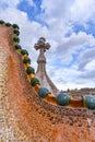 Barcelona, Spain - View of famous rooftop of Casa Batllo designed by Antoni Gaudi, Barcelona, Spain showing scales